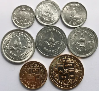 Nepal Celoten Sklop 8 Kosov Pristnih Eurokovancev Pravi Original Kovanec