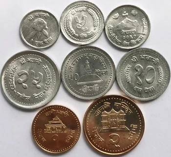 Nepal Celoten Sklop 8 Kosov Pristnih Eurokovancev Pravi Original Kovanec