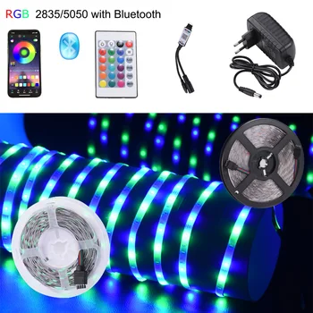 Nepremočljiva Bluetooth, LED Trakovi, RGB trak 5050 2835 LED Luči, 5m 10m Luz LED Prilagodljiva z oddaljenim božič krmilnik 15m 20m