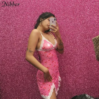 Nibber2019summer luštna dekleta roza čipke bodycon mini obleke ženska moda priložnostne stranka divje tiskanje Osnovne kratek obleko mujer