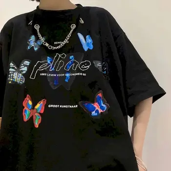NiceMix bela tiskani gotici korejski majica s kratkimi rokavi ženske t srajce, t-majice plus velikost oblačila Harajuku vrhovi kratek rokav poletje tees