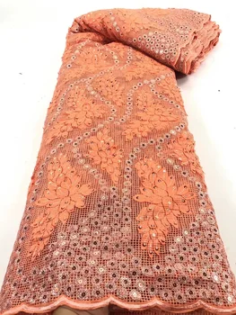 Nigerija bleščice sequined čipke tkanine sequined francoski očesa tkanine, čipke za Afriške ženske obleko gor čipke D4242