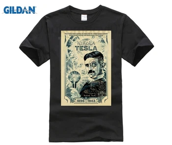 Nikola Tesla Plakat Izumitelj t-shirt Vrh Čista Bombažna Majica s kratkimi rokavi Nov Design