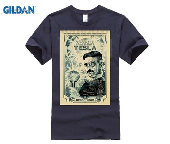 Nikola Tesla Plakat Izumitelj t-shirt Vrh Čista Bombažna Majica s kratkimi rokavi Nov Design