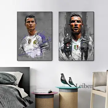 Nogometni Igralec Ronaldo Portret Plakatov in Fotografij Nordijska Sodobno Abstraktno Umetnost Platno Slikarstvo Doma Dekor Moške Soba Fantje Darila