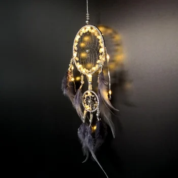 Nordijska Lovilec Sanj, Pero Dekle Slog Ročno Dreamcatcher Z String Svetlobe Inovativni Domači Postelji Steni Visi Dekoracijo