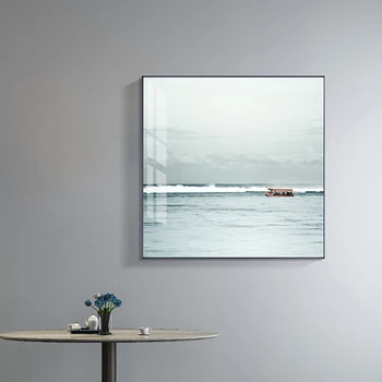 Nordijska Svetlo Modro Platno Plakat Bel Oblak Nad Morsko Slikarstvo Natisne Wall Art Slik, Dnevna Soba Povzetek Vhod Dekor