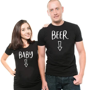 Nosečnost Napoved Rokavi Dojenček Trebuh Majica Pivo Trebuh T-Shirt Nosečnosti Razkrivajo Tee Ujemanje Vrhovi Mamica, Da Se Ne Pivo Trebuh