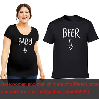 Nosečnost Napoved Rokavi Dojenček Trebuh Majica Pivo Trebuh T-Shirt Nosečnosti Razkrivajo Tee Ujemanje Vrhovi Mamica, Da Se Ne Pivo Trebuh