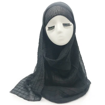 Nov 30 barv Naguban mrežo Navaden elastična Modni Šal Šal Ženske, Otroke Trdna Šali reliefni muslimanskih hijabs modni šali