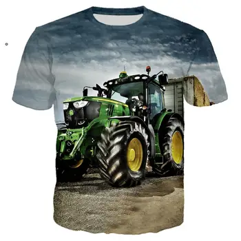 Nov Poletni T-shirt 3D potiskanih majic ulične T - shirt Harajuku traktor moda avto Moški majica s kratkimi rokavi Unisex Smešno Kratek Sleeve zgornji del