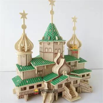Nov Prihod 3D-Wood Hiše ruske Božič Grand Chalet DIY Izobraževalne Uganke Otroci Lesene Igrače Model Darilo