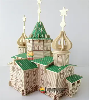 Nov Prihod 3D-Wood Hiše ruske Božič Grand Chalet DIY Izobraževalne Uganke Otroci Lesene Igrače Model Darilo