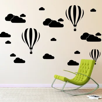 Nov slog balon na Vroč zrak v oblakih Stenske Nalepke Ozadja, okraski za spalnico, dnevno sobo Zidana Ozadje Umetnosti Decals