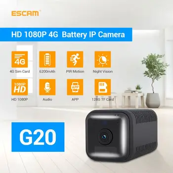 Nova blagovna Znamka ESCAM G20 1080P Full HD Baterija za ponovno Polnjenje Alarm PIR 4G Sim Fotoaparata Z Dvema Način Avdio