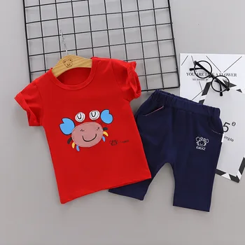 Nova moda Baby tiskanja Risanka rakovice T-Majica + Hlače Določa Fantje Šport Obleke Otrok bombaž poletje Določa Otroci oblačila