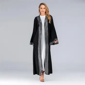 Nova Moda Ramadana Haljo Luksuzni Srebrnimi Bleščicami Kamen Kimono Muslimanskih Dubaj Arabski Abayas Caftan Turčija Islamska Oblačila Za Ženske