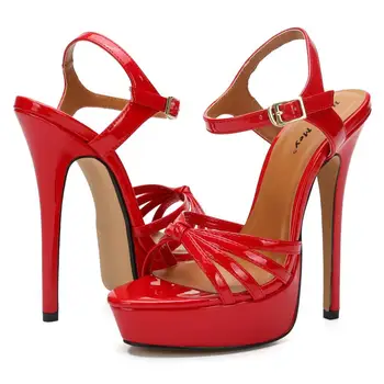 Nova Moda za Ženske Sandale 2020 Poletni Čevlji Za Ženske Rdeča Bela 16 cm Ekstremno Visokih Petah Platformo Dama Stranke, Sandali, us15 16 17
