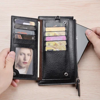 Nove moške dolge denarnice Evropski in Ameriški stil retro pu mehko usnje, ročno izvajanje strani telefona vrečko