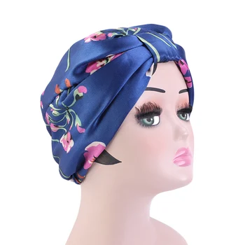 Nove Muslimanske tiskanja Svilnato Turban Kape Za Ženske Saten Bonnet Skp Elastična Headscarf Pokrivalo Ženske Hairloss Kemo Skp Dodatki za Lase