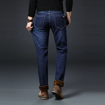 Nove Zimske Moške Jeans Elastična Stretch Tkanina Žamet Kavbojke Redno Moške Naravnost Slim blagovno Znamko Robin Kavbojke