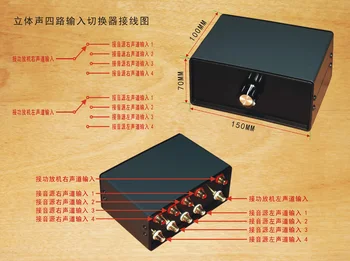 NOVI Mini Stereo 4-V-1-IZHOD RCA Signalni Vhod Audio Splitter/Preklopnik Glasnost Controle