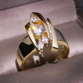 Novi modeli 18KRGP zlato, ki je napolnjena Belo Naravno aaa Cirkon Poročne Obljube Ljubezni Obroči Ženske Poročni Prstan Stranka Fine Nakit