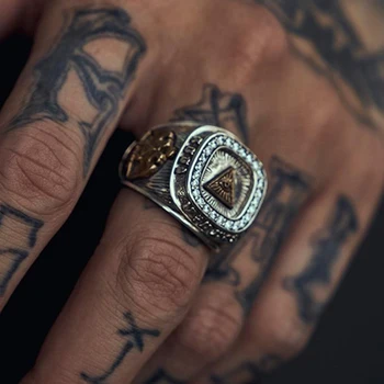 Novi S925 srebrni prstan plima hip-hop nesramna visoko-kakovostni razred diamond retro big nišo design odpiranje nastavljiv nakit za moške