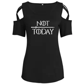 Novi T-Shirt Za Ženske NE DANES Črke Natisni Povoj Off Ramenski Plus Velikost Vrhovi Harajuku Bombaž Poletje Smešno Ženske Sprašujem