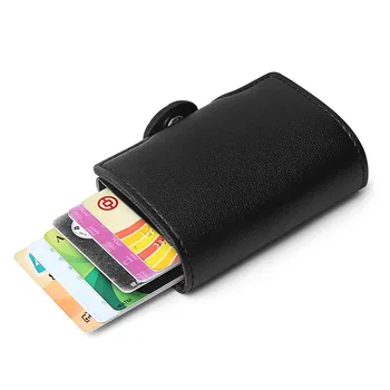 Novo Avtomatsko Imetnik Kreditne Kartice Denarnice Moških Potovanja Dvojno Aluminija RFID Pop Up Blokiranje Torbica Banka Kartico Torba Organizator Denarnice