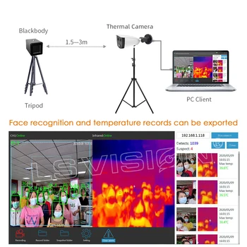 Novo brezkontaktno AI kateri je daljnogled Omrežja Bullet termovizijo Fotoaparata, Optičnega Dvo-spekter Vročina Odkrivanje IP CCTV Kamere, Skenerja