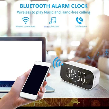 NOVO-Digitalna Budilka z Bluetooth Zvočniki, Radio Budilka Dvojno Bujenje ob Postelji Ura z Dremež, FM Radio ( Bela)