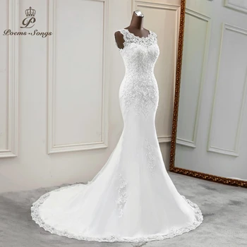 Novo elegantno poročno obleko 2020 poročne obleke morska deklica vestido de novia sirena lepa poroka oblek haljo de mariee aplicirano