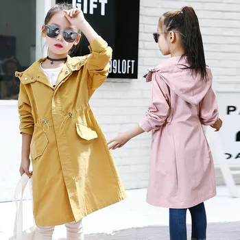 Novo Leto 2020, Otroci, Dekleta, Jeseni Korejski Rumena Dolg Jarek Plašč Za Otroke, Najstnike, Dekleta Šola Oblačila Windbreaker Suknjič Outwear