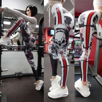 Novo Lobanje 3D Tiskanja Fitnes Ženske Dokolenke Seksi Visoko Pasu Telovadnici Legging Vaja Quick Dry Gothic Športne Hlače Uvježbavanje Hlače Joge