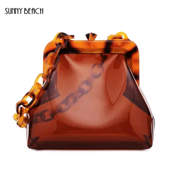 Novo Luksuzno kave barve Pregleden jelly vrečko 2020 žensk novih počitniških verige ženska torba Mini Torba pvc Vedro vreča