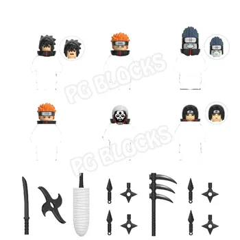 Novo Narutos gradniki Hatake Kakashi Uzumaki Uchicha Ninja Model figuric DIY Majhne Opeke Educaitonal Igrače za Otroke