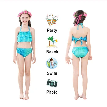 Novo Otroci, Dekleta, Plavanje Morska Deklica Rep Z Monofin Flipper Morska Deklica Kostum Cosplay Otroci Kopalke Fantazija, Plaža, Bikini