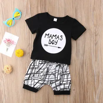 Novorojenega Dojenčka Baby Boy MAMAS Boy Malčka T-shirt Vrhovi+Hlače Obleka, Obleke, Kompleti