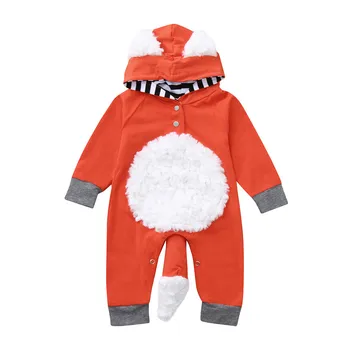 Novorojenega Dojenčka Baby Dekleta Fantje 3D Cartoon Fox Hooded Romper Jumpsuit Obleke otroška noša mameluco bebe