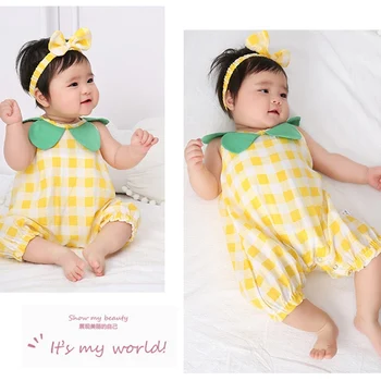 Novorojenček Dojenček Poletne Obleke Dekle Priložnostne Otroci Dojenčka Dekleta Princesa Obleko Romper+Glavo 2Pcs Baby Girl Obleke 0-12M
