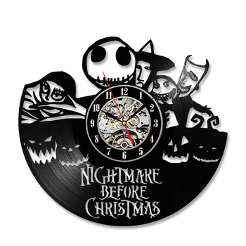 Nočna mora, Preden Temo Božič CD Zapis LED Ura 3D Classic Nemo Visi Stenska Ura Ustvarjalnega Starinskem Stilu Halloween Ura