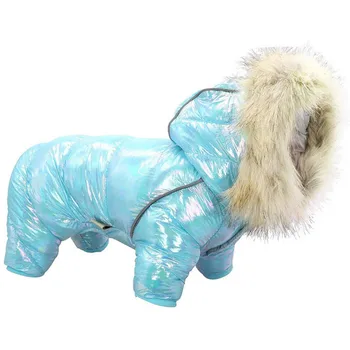Oblačila za pse, Pozimi Luksuzni Krzno Ovratnik Pes Kombinezon Nepremočljiva Debel Oblazinjeni Pes Navzdol Plašč za Majhne Pse Toplo Hišne Vetrne Snežno Obleko