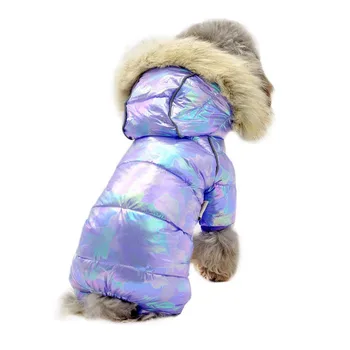 Oblačila za pse, Pozimi Luksuzni Krzno Ovratnik Pes Kombinezon Nepremočljiva Debel Oblazinjeni Pes Navzdol Plašč za Majhne Pse Toplo Hišne Vetrne Snežno Obleko