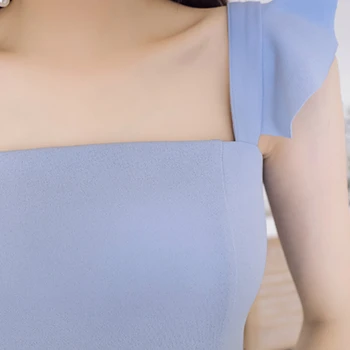 Obleka brez rokavov Ženske Backless Ruffles Trdnih Visoko Pasu Suh Slim Seksi Modni korejski Slog-line Elegancija Novo Zasnovan Trendy