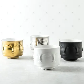 Obliko Obraza Modelov Keramična Vaza Iz Porcelana Cvet Pot Domov Dekoracijo Pribor Za Sajenje Zlati Black Doma Vrt Dekor