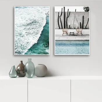 Ocean Valovi, Bazen Krajinskega Slikarstva Nordijska Umetniško Platno Plakat Seascape Tiskanja Dekorativne Slike Doma Dekoracijo Sten