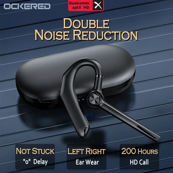 OCKERED Brezžične Bluetooth Slušalke CVC Aktivno Zmanjševanje Hrupa, ki Visi Uho Slušalke Qualcomm Čip Dvojno Mic Poslovnih Slušalke