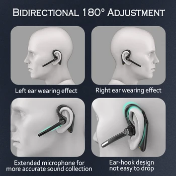 OCKERED Brezžične Bluetooth Slušalke CVC Aktivno Zmanjševanje Hrupa, ki Visi Uho Slušalke Qualcomm Čip Dvojno Mic Poslovnih Slušalke