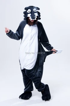 Odrasle Živali Cosplay Kigurumi Sivi Volk Kostum Mens Onesies Pižamo Za Halloween Carnival Maškarada Stranka